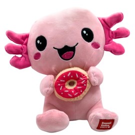 UKToyworld Pink Kawaii Axolotl Plush 10Inch Kawaii Kuties Doughnut Snaxolotl Plush Toy