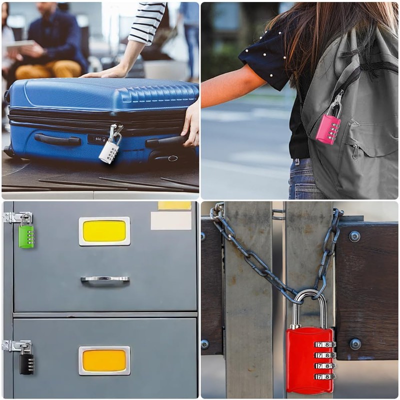 mizikuu Pack of 6 Padlock Combination Lock, 4 Digit Lock