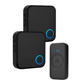 FOVKSUC Wireless Doorbell, Waterproof Door Bell with 60 Chimes, 5 Levels Volume and LED Flash, 1000ft Long Range Classroom Doorbell for Home Office Hospital (2 Receiver & 1 Button, Black)