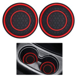 Car Cup Holder Coaster,2 PCS 2.75 Inch Anti-Slip Shockproof Car Coasters for Cup Holders,Car Cup Holder Insert Cup Mats,Universal Car Accessories Interior for Most Cars, SUV, Truck(Red)