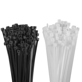 200 Pcs White Black Zip Ties 10 Inch Zip Cable Ties, Heavy Duty Zip Ties for Outdoor Use Indoor Use, Self Locking Nylon Cable Zip Ties, Heavy Duty Plastic Cable Wire Ties Wraps Heavy Duty