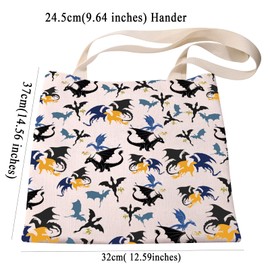 PXTIDY FWing Book Dragon Tote Bag Dragon Trio Tairn Andarna and Sgaeyl Shopping Bag Fantasy Bookish Gift Dragon Rider Gift