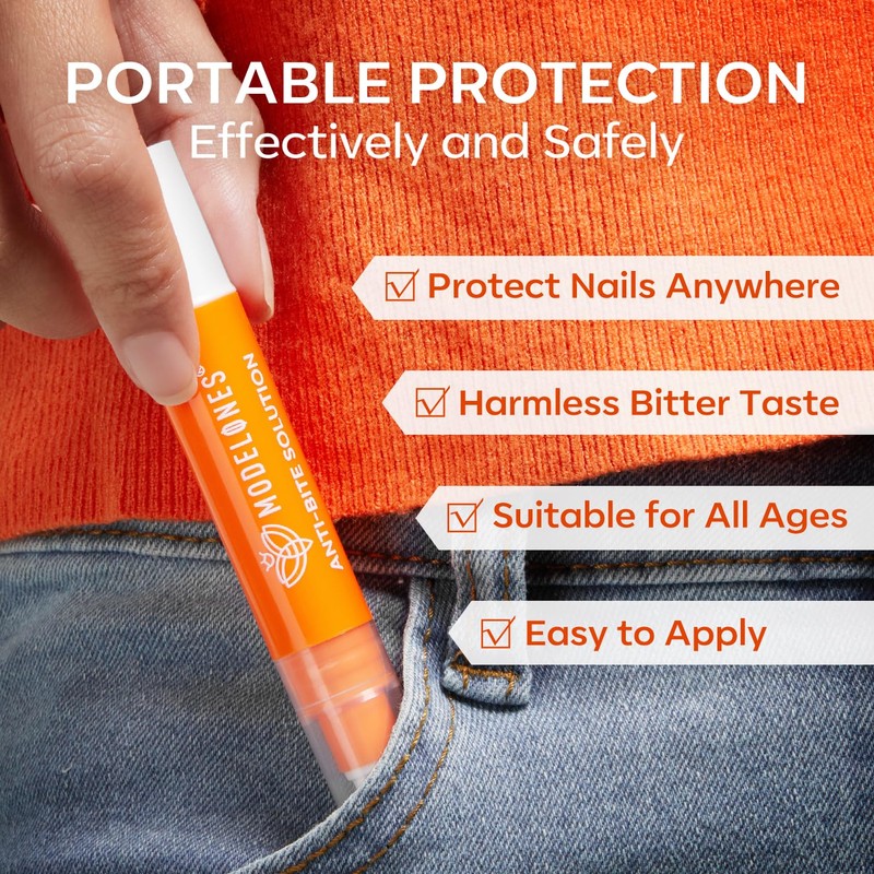 modelones Stop Nail Biting Pen,Orange Nail Biting Prevention