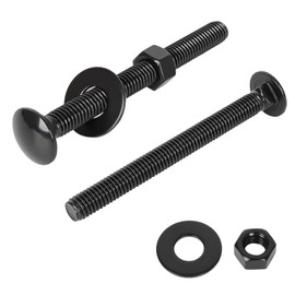 OUSCHR 5/16-18 x 4" Carriage Bolt Kit, Stainless Steel 304 Carriage Bolts Screws with Hex Nuts & Flat Washers, Round Head Square Neck, Full Thread, Black Finish, 4 Sets