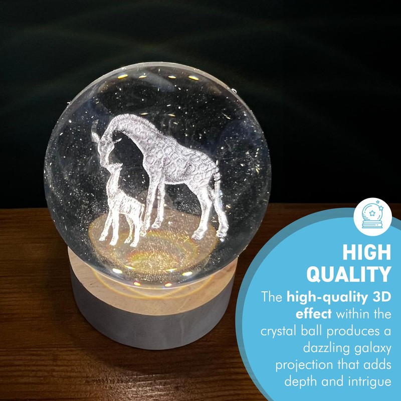 Thorness 3D Crystal Ball Night Light USB Lamp with Giraffe