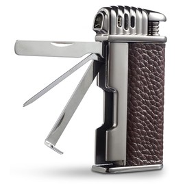 Urgrette 3 in 1 Pipe Lighter Butane Angled Soft Flame Refillable with 3 Pipe Cleaner Tools Multifunctional Gas Lighter for Camping Grill Fireplace Candle (Gas Not Included)