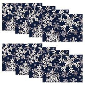 Artoid Mode Navy Blue Snowflakes Winter Placemats Set of 8, 12x18 Inch Christmas Table Mats for Party Kitchen Dining Decoration