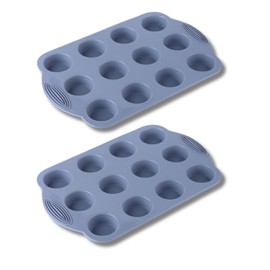 CG&CO. 2-Pack 12-Cup Silicone Mini Muffin Pan - BPA Free, Nonstick Bakeware for Mini Cupakes, Mini Muffins, and more