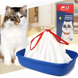 Home Wing 10 Count Litter Box Liners Jumbo, Heavy Duty Cat Litter Box Liners: Tear & Leak Resistant - Drawstring Close - Size: 36 * 19 Inch (10 Count Unscented)
