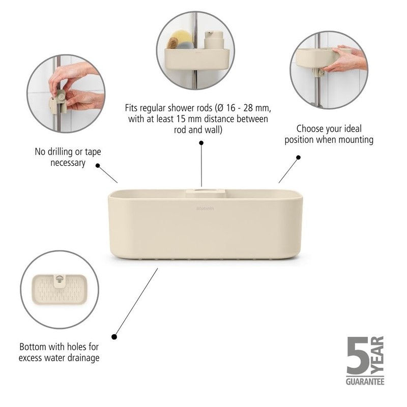 Brabantia - ReNew Shower Caddy - Space Efficient - Holds