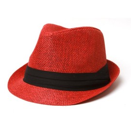 The Hatter Co. Tweed Classic Cuban Style Fedora Fashion Cap Hat, Red