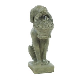 Solid Rock Stoneworks Dog with Basket in Mouth Concrete Statue, 24" Tall, Slate Color