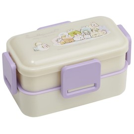 Skater PFLW4AG-A Sumikko Gurashi Rabbit Meiwa Lunch Box, 20.3 fl oz (600 ml), Antibacterial, Fluffy Serving with Dome-Shaped Lid, 2-Tier, Made in Japan