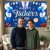 Happy Fathers Day Banner Decorations 5.9×3.6Ft Blue Suit Tie Happy
