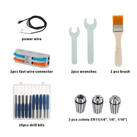 CNC 500W Spindle Motor Kit, 500W 0.5KW Air Cooled Spindle Motor and Spindle Speed Power Converter and 52mm Clamp and 3pcs ER11 Collet 1/4" 1/8" 1/16" for CNC Engraving CNC milling CNC Drilling