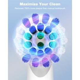 Rtauys R6 Rotating Electric Toothbrush for Adults, Fast Charge, Come with 8 Brush Heads (2 Types) and Travel Case, 5 Modes, 50000VPM Powered Toothbrush, 2 Minute Timer