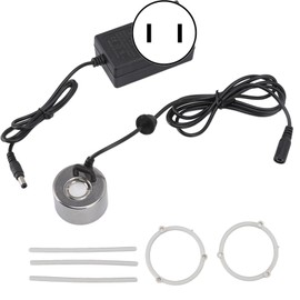 Mist Maker Stainless Steel Pond Ultrasonic Mist Maker for Rockery Fish Tank Vase Water Basin Decoration 110‑240V US Plug