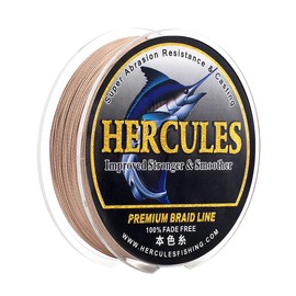 HERCULES - Sedal de Pesca Trenzada, no se decolora, 109 Yardas Líneas PE, 4 Hebras Línea de Pescado multifilamento, 6 Libras Prueba para Agua Salada y Agua Dulce, Marrón, 6 Libras, 100m