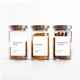 250 White Spice Labels by ThreeKin | Waterproof & Oil-Resistant Pre-Printed Stickers for Spice Jars | Durable, BPA-Free Seasoning Labels | Easy-Clean, No-Residue Design | Proudly Female & USA Owned