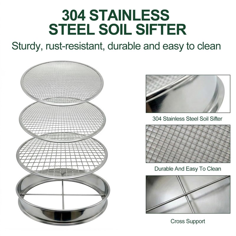11.8 Inch Garden Soil Sifter Set Dirt Sifter with Interchangeable