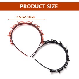 2 Pcs Double Bangs Hairstyle Hairpin,Teeth Comb Hair Hoop Headband With Clips Attached,Hairpin Headbands,Double Layer Twist Plait Headband,Twist and Clip Headband,Hairpin Hair Band for Women Girls