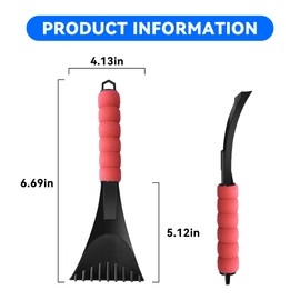 Couslcd Ice Scrapers for Car Windshield, Scratch Free Winter Snow Removal Tool with Foam Handle, Scrape Frost and Ice, Universal for Truck, SUV, Vehicles (Red)