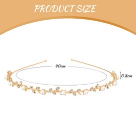 Dcsfadq Bridal Hair Accessories, Gold Headpiece, Shiny Crystal Bride Headband, Communion Girl Wreath, Elegant Women Tiara for Wedding