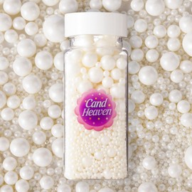 White Pearl Sprinkles and Edible Pearls, 120g (4.23oz), Cake Decorating Supplies, Shiny Cake Pearls for Cookies, Cupcakes, Cake Decorating