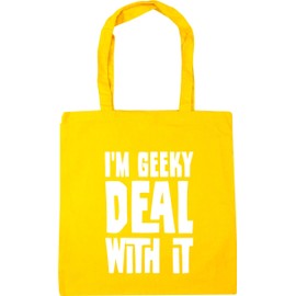 Hippowarehouse I'm geeky deal with it Tote Shopping Gym Beach Bag 42cm x38cm, 10 litres