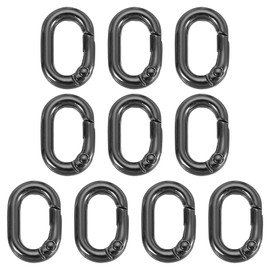 sourcing map Oval Shaped Spring Snap Keychain Clip, 21mm Metal Trigger Keychain Hook Clip Key Hook Buckle for Purses Wallet Belts Hardware Bags, Black Pack of 10