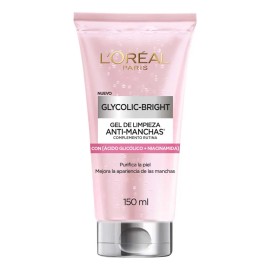 L'Oréal Paris Glycolic Bright Gel de Limpieza Profunda Anti Manchas, con Ácido Glicólico y Niacinamida, Reduce y Previene Todo Tipo de Manchas, 150 ml.