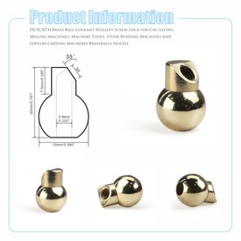 DCYCBTH 10 PCS M6 15MM Brass Ball Coolant Nozzles Screw Lock for CNC Lathes, Milling Machines, Machine Tools, Stone Bending Machines and Jewelry Carving Machines Brass Ball Coolant Nozzles