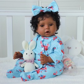 SCOM SCOM Lifelike Reborn Black Girl - 20 Inch African American Newborn Baby Girl, Real Life Baby Dolls with Weighted Soft Cloth Body for Kids Age 3 +
