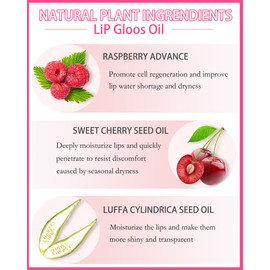 Hydrating Plumping Lip Glow Oil,Shine Tinted Lip Gloss,Glow Reviver Lip Oil,Long Lasting Moisturizing Clear Lip Plumper Oil Tint for Lip Care Dry Lips,Christmas Makeup Gift ( (#007 Raspberry Red)