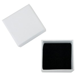 Emartbuy Set of 24 White Square Cardboard Jewellery Ring Boxes, Gift Box for Anniversaries, Weddings, Birthdays Size - 5 cm x 5 cm x 4 cm