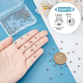 UNICRAFTALE 100 x 4 mm Flat Round Spacer Beads Stainless Steel Beads 1.8 mm Hole Beads Metal Beads for Bracelets DIY Beads for Adults Bracelets Necklaces Jewellery Making Stainless Steel Colour