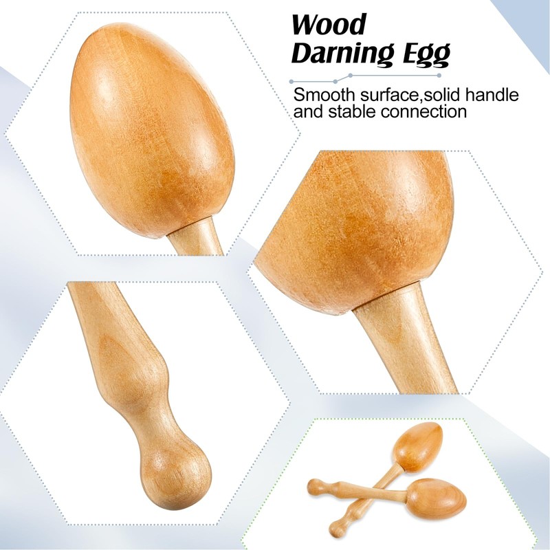 Jexine Darning Egg for Socks Wooden Darning Supplies Kit with