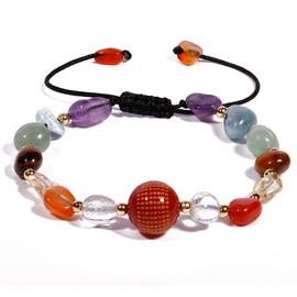 Jewboo Reiki Crystals and Gemstones Feng Shui 7 Chakra Beaded Bracelets Energy Power Spiritual Anxiety Bracelet for Women Balance Yoga Meditation Gifts