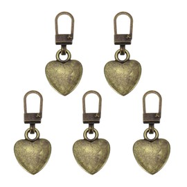 MECCANIXITY - Abalorio de metal con cierre, 5 unidades, desmontable, con forma de corazón, con cierre, repuesto para abrigos, chaquetas, pantalones, equipaje, veliz, sujetadores, tono cobre