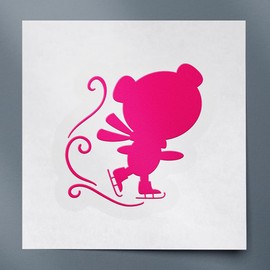 Panda Ice Skating (Pink) (Set of 2) Luxury Weatherproof Vinyl Decal Stickers for Laptop Desktop Smartphone Car Dirt Bike Wall Room Mason Jar Bathtub Door Skateboard Console Truck - ANGstic0c6951PI