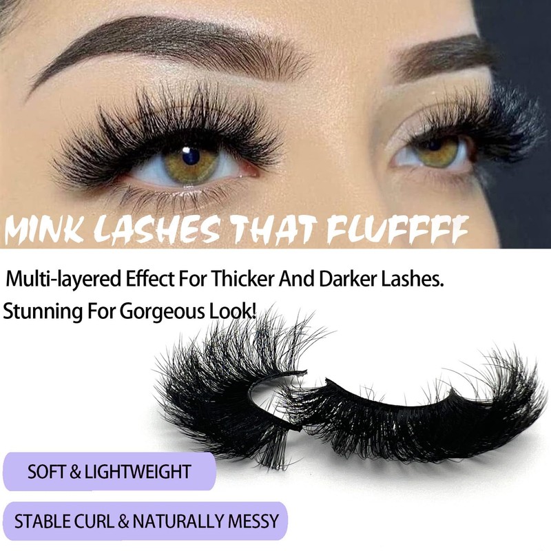 IFSOWDRA Mink Lashes Fluffy Wispy Cat Eye Dramatic 3D Lashes