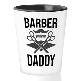Bubble Hugs Barber Shot Glass 1.5oz Barber Daddy - Barbershop Owner Father Hairstylist Hairdresser Cosmetology Haircut Worker Hairdo Salon Fashion