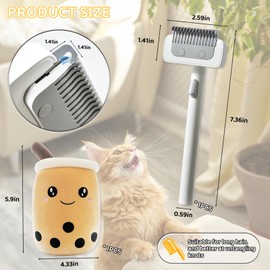 XIFOWE Cat Brush for Long-haired Cats, Pet Combing Brush for Knotted & Loose Hairs, One-Click Hair Removal Gentle Undercoat Comb, Ideal for Grooming Heavily Knotted Long-haired Cats & Long-haired Dogs