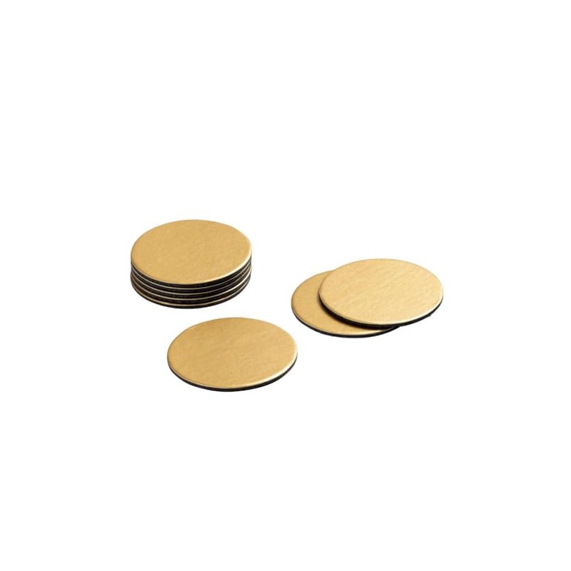 Caspari Round Luster Felt-Backed Coasters in Gold - 8 Per