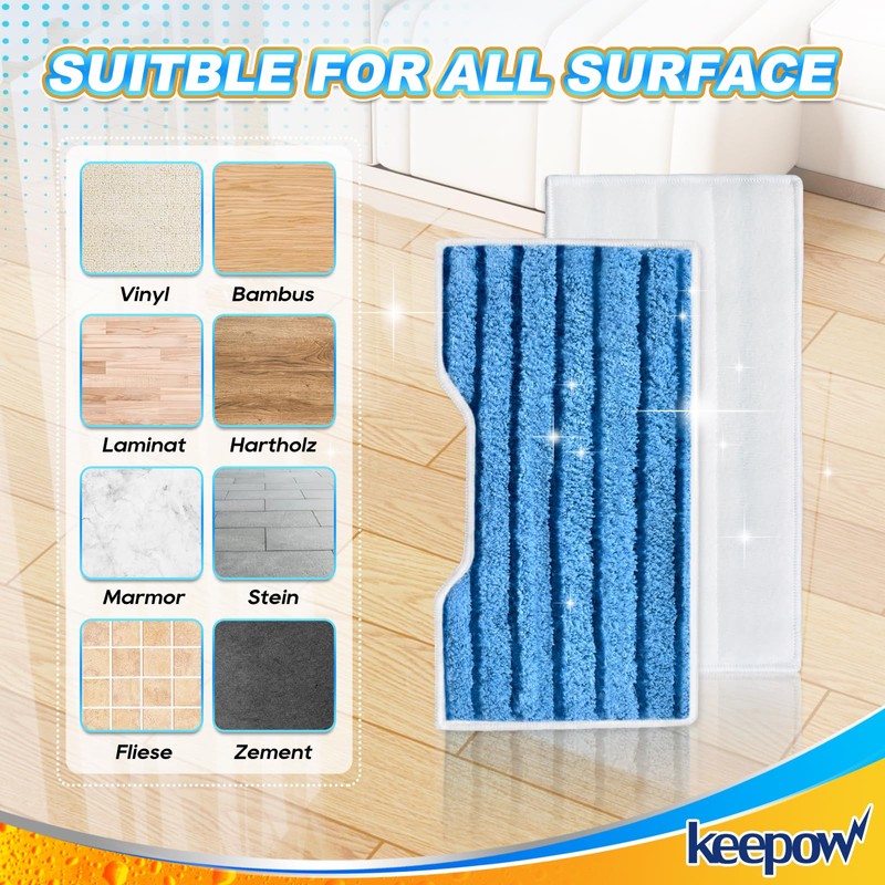 KEEPOW Reusable Mop Pads Refills, Replacement Pads Compatible with Shark