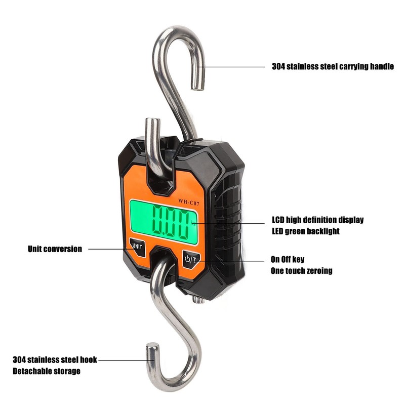 Digital Fishing Scale Multifunction 0.2kg to 100kg Portable Electronic Hook