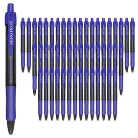 Mingtron Gel Pens, 50 Pack Blue Pens Fine Point, No Smear Ink Pens for Left Hand, Click Pens Bulk, Retractable Rollerball Pens for Smooth Writing, 0.5MM, Blue Ink