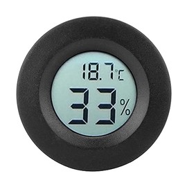 Mini Termómetro Higrómetro Medidor de Temperatura de Humedad Monitor Interior Pantalla LCD Digital Integrada Circular -50~70°C 10%~99% Medidor de Humedad y Temperatura de la Cocina (Negro)