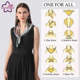 WUZININGLE 100% Mulberry Silk Scarf 27''x27'' Medium Square Silk Head Scarf for Women Silk Hair Scarf Silk Neck Scarf Fashion Pattern (Floral- Green Pink)