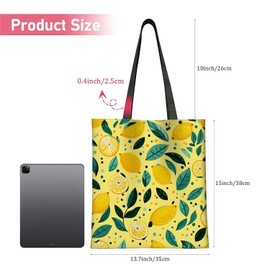 Yesad Canvas Tote Bag for Women with Zipper Inner Pocket, Canvas Tote for Daily Work Shopping, Lemon